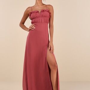 Lulus Exemplary Beauty Rusty Rose Sleeveless Tie-back Maxi Dress Pink - Size XS